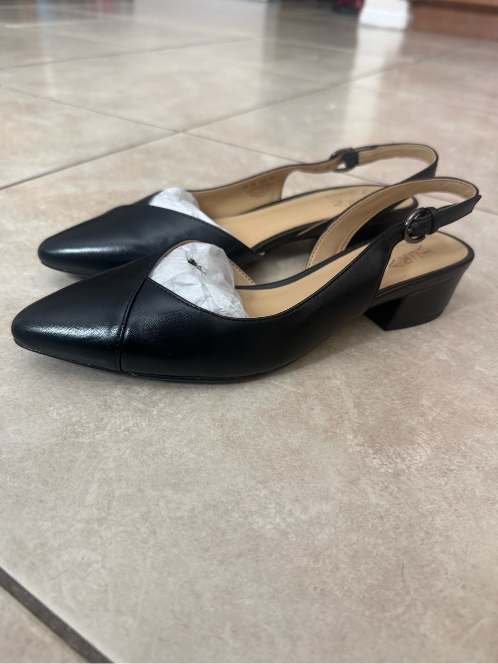 Naturalizer Black Leather Platform Sandals